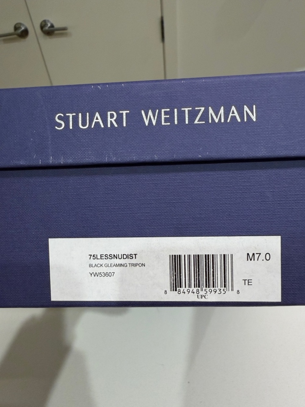Stuart Weitzman Lessnudist Black Patent Leather Block Heel Sandal Size 7 W/ Box - Picture 9 of 9